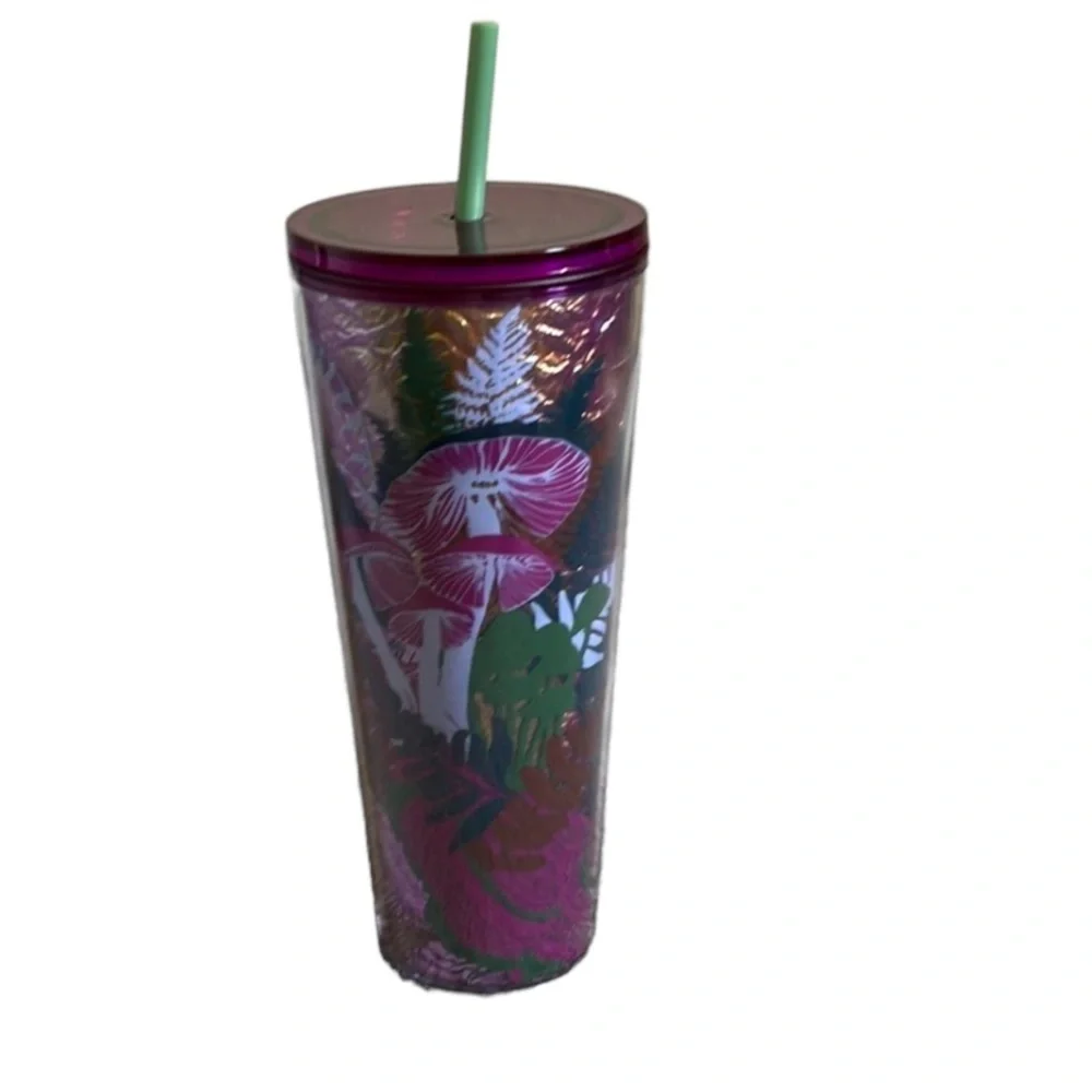 Starbucks Fall 2022 Iridescent Foil Berry Woodland Mushrooms Tumbler NEW